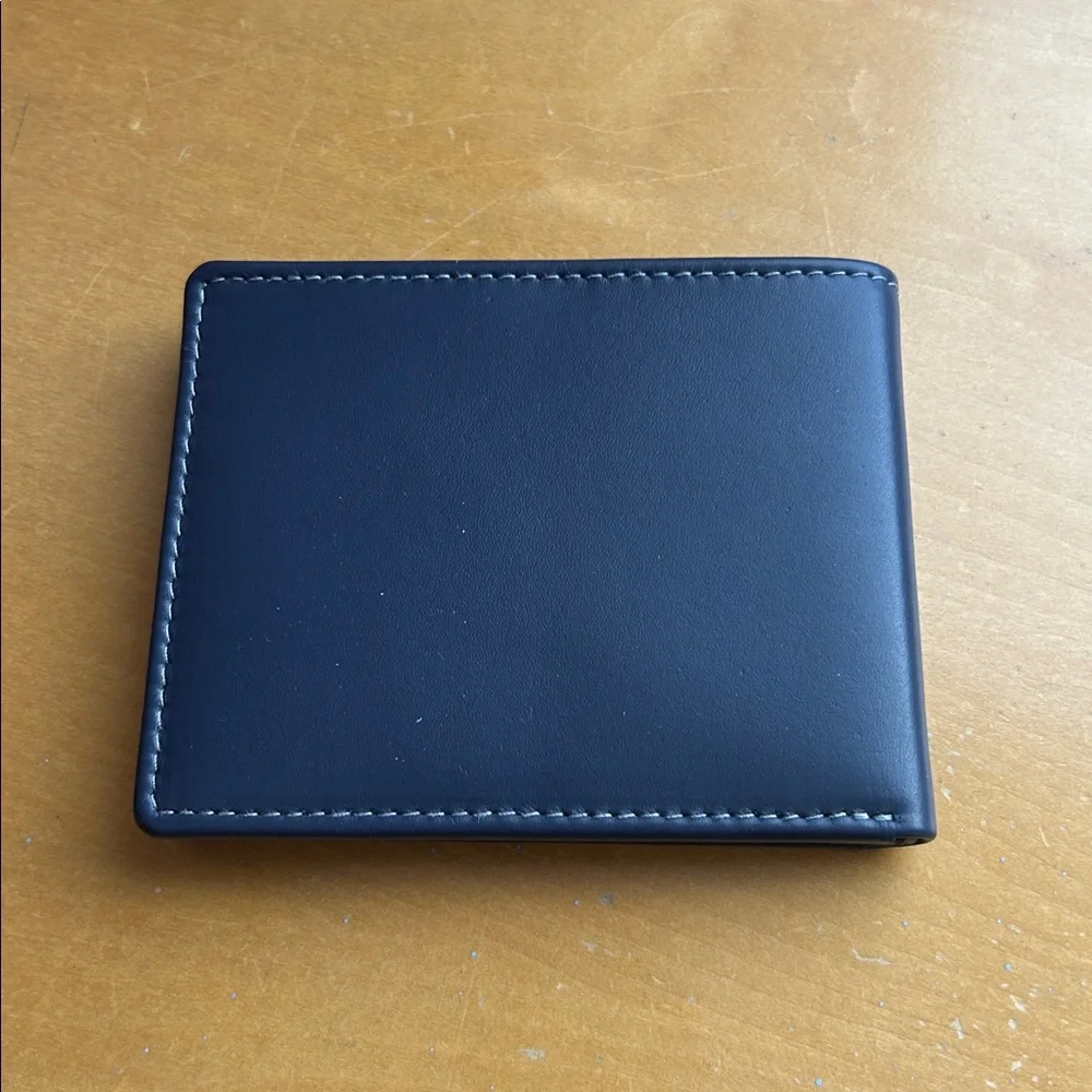 Navy / Grey Leather RFID Wallet - Picture 3 of 10